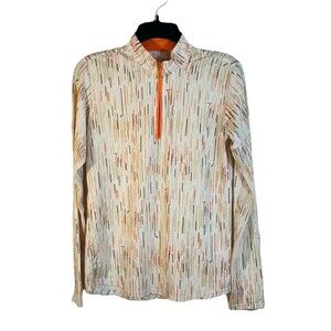 SanSoleil Shirt Womens Medium Quarter Zip UPF 50 Long Sleeve Golf Club Pattern